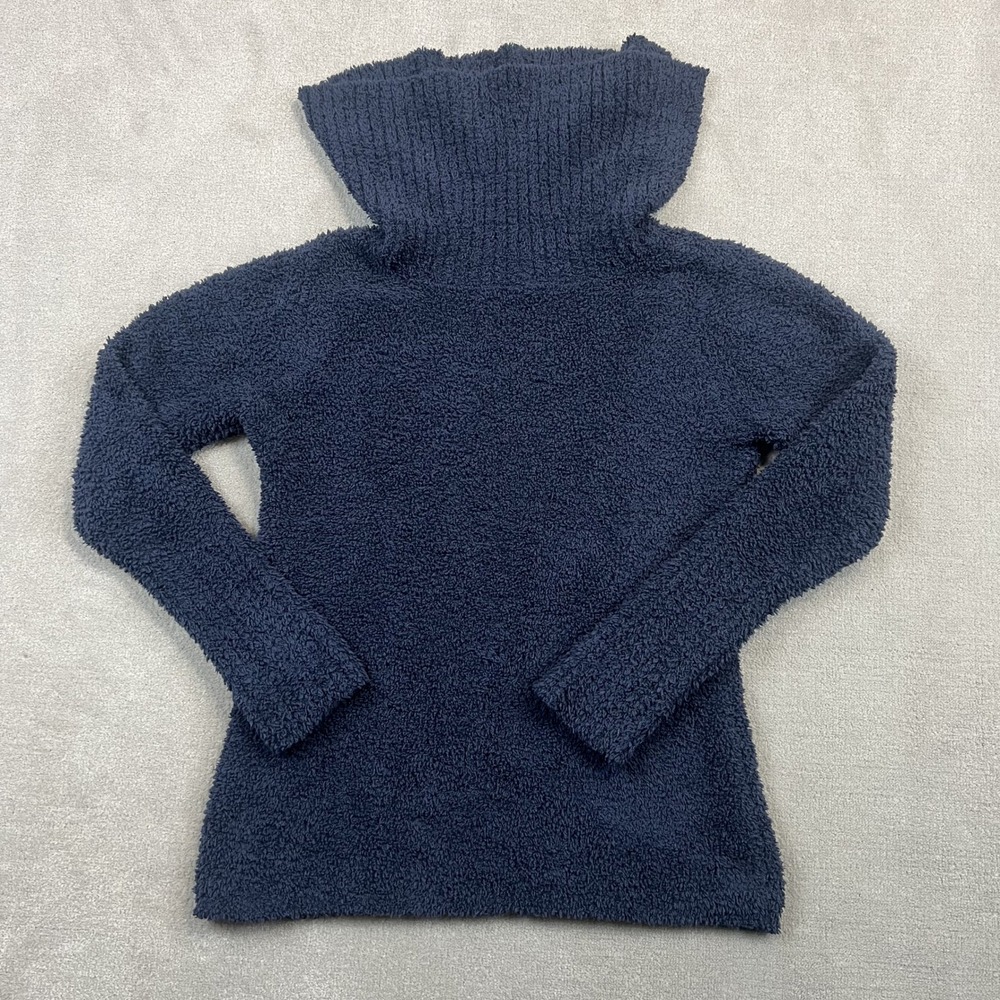 Pure Jill J. Jill Sweater Womens XS Navy Blue Cowl Neck Popcorn Knit Fuzzy Soft